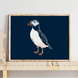 Puffin   Puffin Winter Wall Print for Kids Room