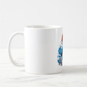 Puffin Santa Hat Christmas Coastal Design Coffee Mug