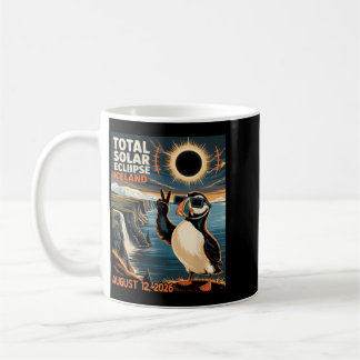 Puffin Selfie Total Solar Eclipse Iceland 2026 Art Coffee Mug