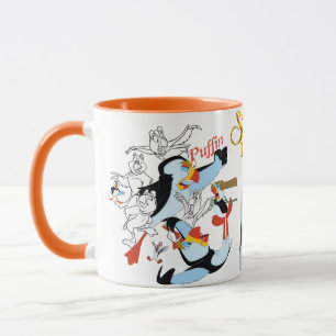 Puffin Sketch Mug with Coloured Rim&Handle