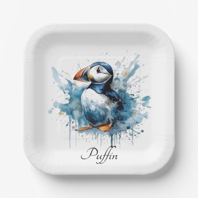 Puffin Splash, custom Paper Plate (Front)