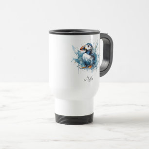Puffin Splash, custom Travel Mug