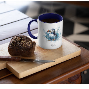 Puffin Splash, custom Two-Tone Coffee Mug