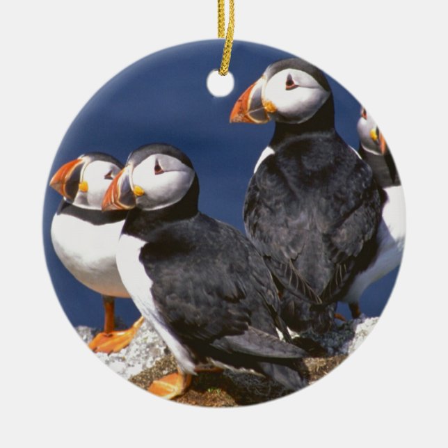 Puffin-tastic Ceramic Ornament (Front)