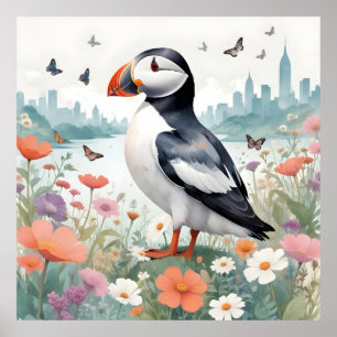 Puffin Vintage Animal Nature Environment Decor Art