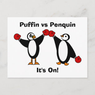Puffin vs Penquin Postcard