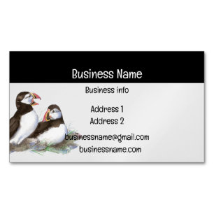 Puffin Watercolor BirdNature Wildlife Magnetic Business Card