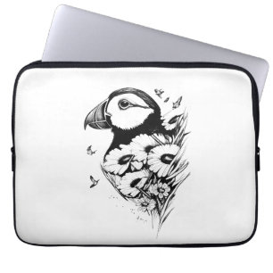 Puffin Wild Animal Nature Illustration Art Tattoo Laptop Sleeve