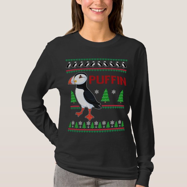 Puffin Xmas Ugly Sweater Puffins Lover Funny Cute (Front)
