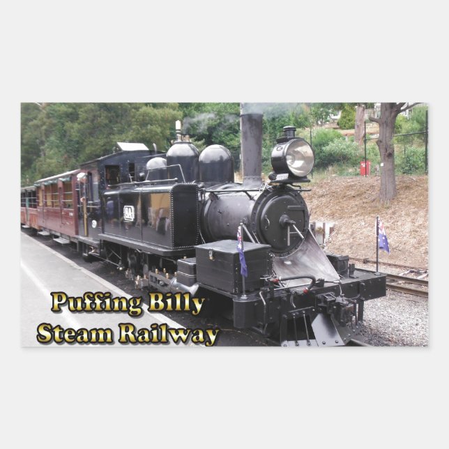 Puffing Billy Historic Steam Train in Australia Rectangular Sticker (Front)