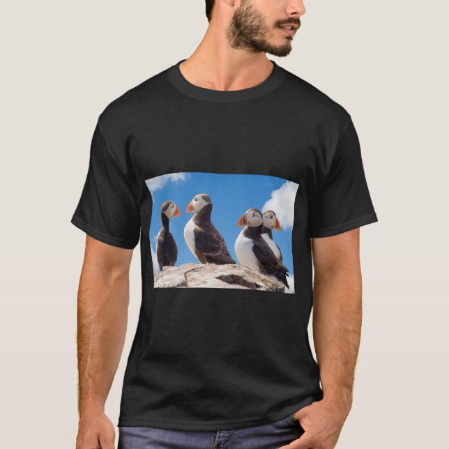 Puffins Birds Perched Nature  T-Shirt (Front)