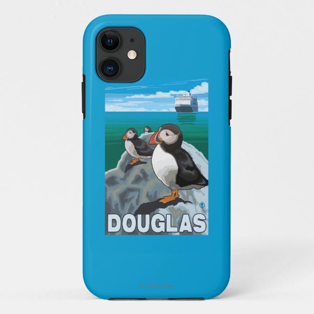Puffins & Cruise Ship - Douglas, Alaska Case-Mate iPhone Case (Back)