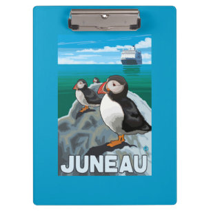 Puffins & Cruise Ship - Juneau, Alaska Clipboard