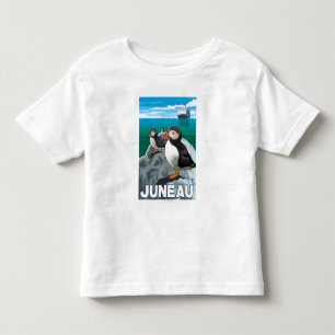 Puffins & Cruise Ship - Juneau, Alaska Toddler T-Shirt