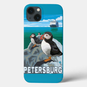 Puffins & Cruise Ship - Petersburg, Alaska iPhone 13 Case