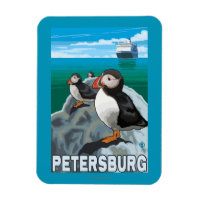 Puffins & Cruise Ship - Petersburg, Alaska