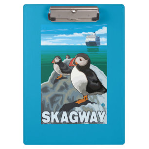 Puffins & Cruise Ship - Skagway, Alaska Clipboard