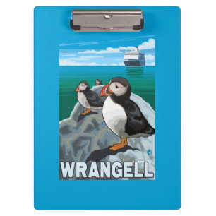 Puffins & Cruise Ship - Wrangell, Alaska Clipboard