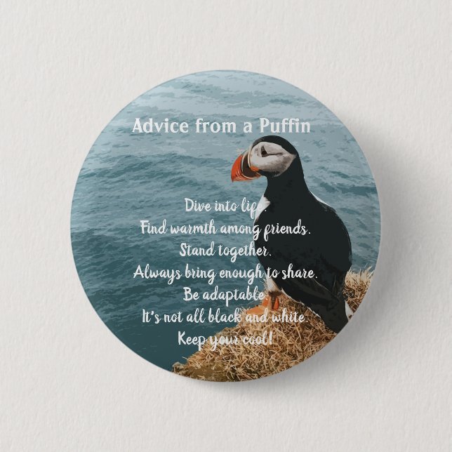 Puffins Design Button (Front)
