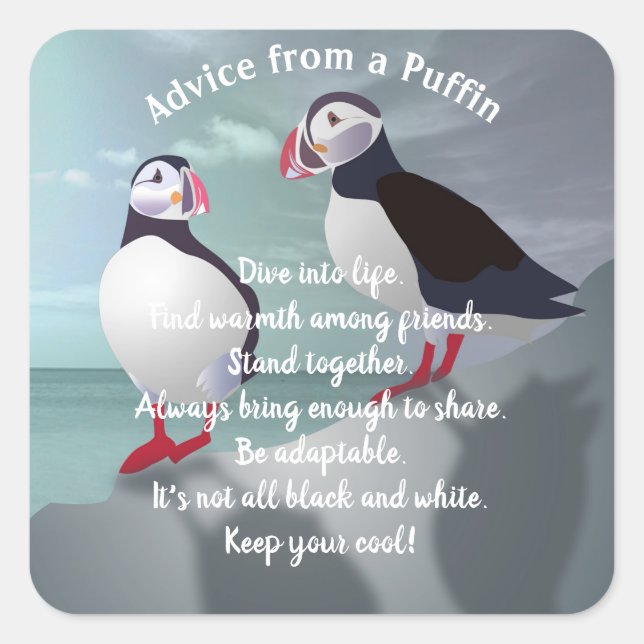 Puffins Design Square Sticker (Front)