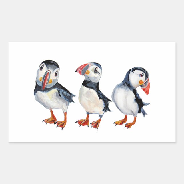 Puffins Rectangular Sticker (Front)