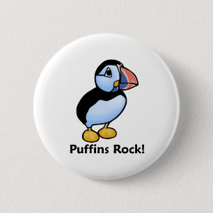 Puffins Rock! 6 Cm Round Badge