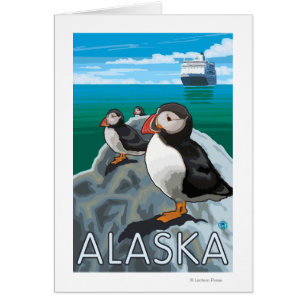 Puffins watching a Cruise Ship