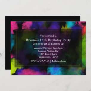 Puffs of Colour Makeup Beauty Party Invitations