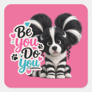 Puffs, Stripes & Puppy Vibes Square Sticker