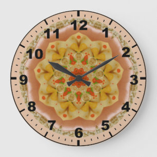 ~ Puffy Apricot and Lemon Fractal ~ Large Clock