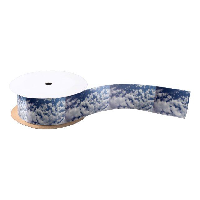 Puffy Clouds On Blue Sky Satin Ribbon (Spool)