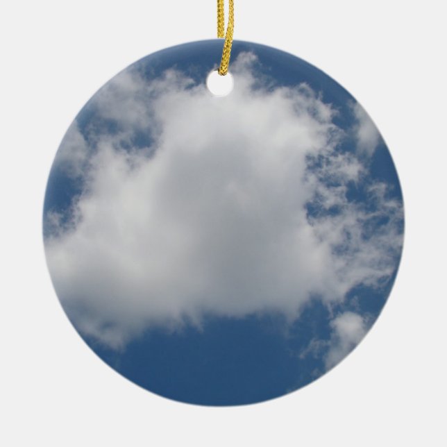 Puffy Cumulus Clouds in Blue Sky Ceramic Tree Decoration (Front)