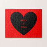 Puffy Heart Jigsaw Puzzle<br><div class="desc">Puffy heart puzzle.  Background colour and text can be customised.</div>