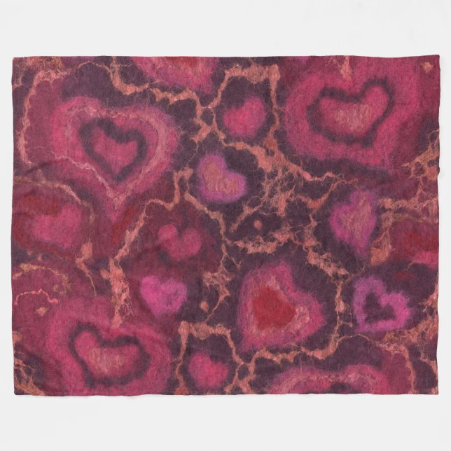 Puffy hearts romantic love pink red valentines day fleece blanket (Front (Horizontal))