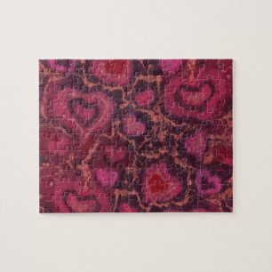 Puffy hearts romantic love pink red valentines day jigsaw puzzle