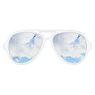 Puffy White Clouds and Blue Sky Aviator Sunglasses