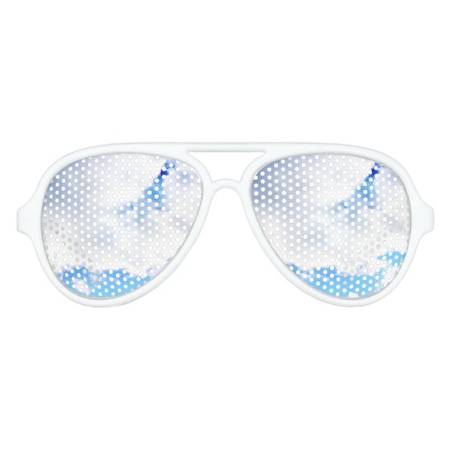 Puffy White Clouds and Blue Sky Aviator Sunglasses (Front)