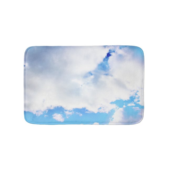 Puffy White Clouds and Blue Sky Bath Mat (Front)