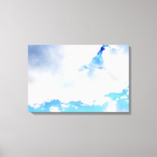 Puffy White Clouds and Blue Sky Canvas Print (Front)
