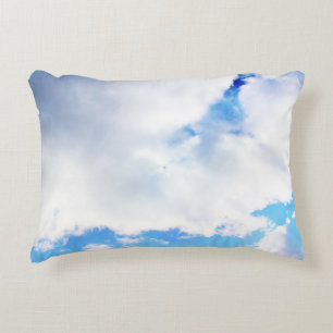 Puffy White Clouds and Blue Sky Decorative Cushion