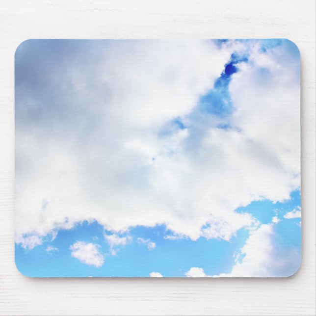 Puffy White Clouds and Blue Sky Mouse Pad (Front)