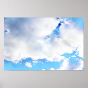 Puffy White Clouds and Blue Sky Poster
