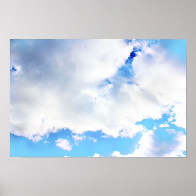 Puffy White Clouds and Blue Sky Poster (Front)
