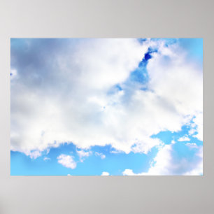 Puffy White Clouds and Blue Sky Poster