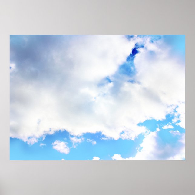 Puffy White Clouds and Blue Sky Poster (Front)