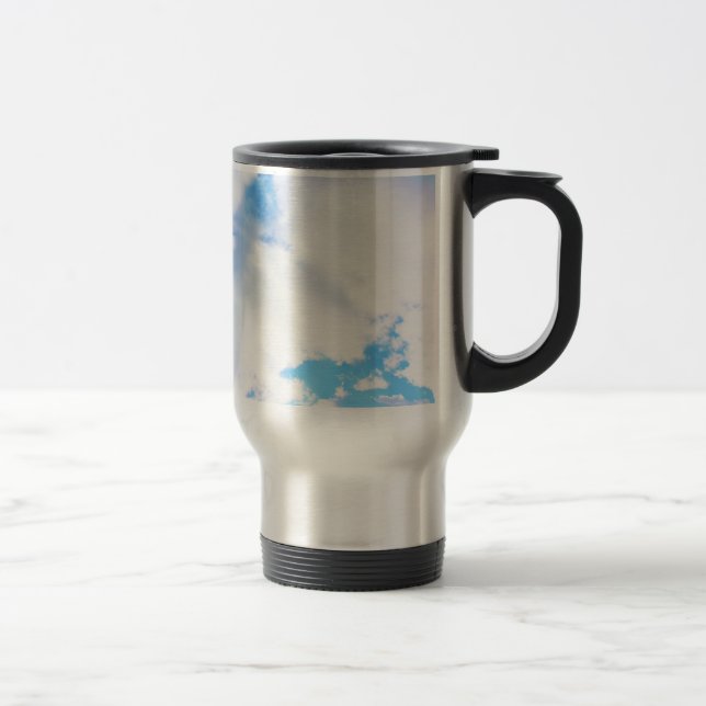Puffy White Clouds and Blue Sky Travel Mug (Right)