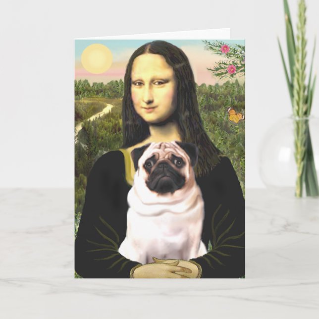 Pug 3 (fawn) - Mona Lisa Card (Front)