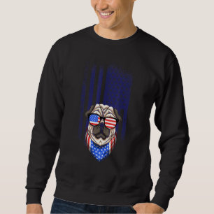 Pug 4th Of July Dog Sunglasses American USA Flag 1 Sweatshirt