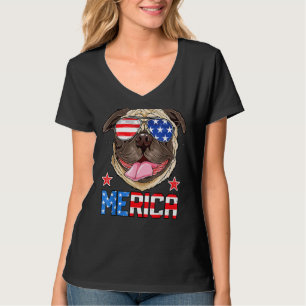 Pug 4th Of July Merica American Flag Patriotic Dog T-Shirt