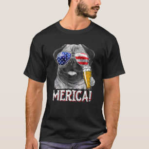 Pug 4th Of July Merica Men Women Usa American Fl T-Shirt
